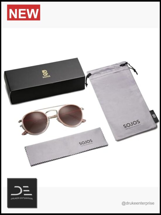 Retro Round Double Bridge Polarized Sunglasses main image 5
